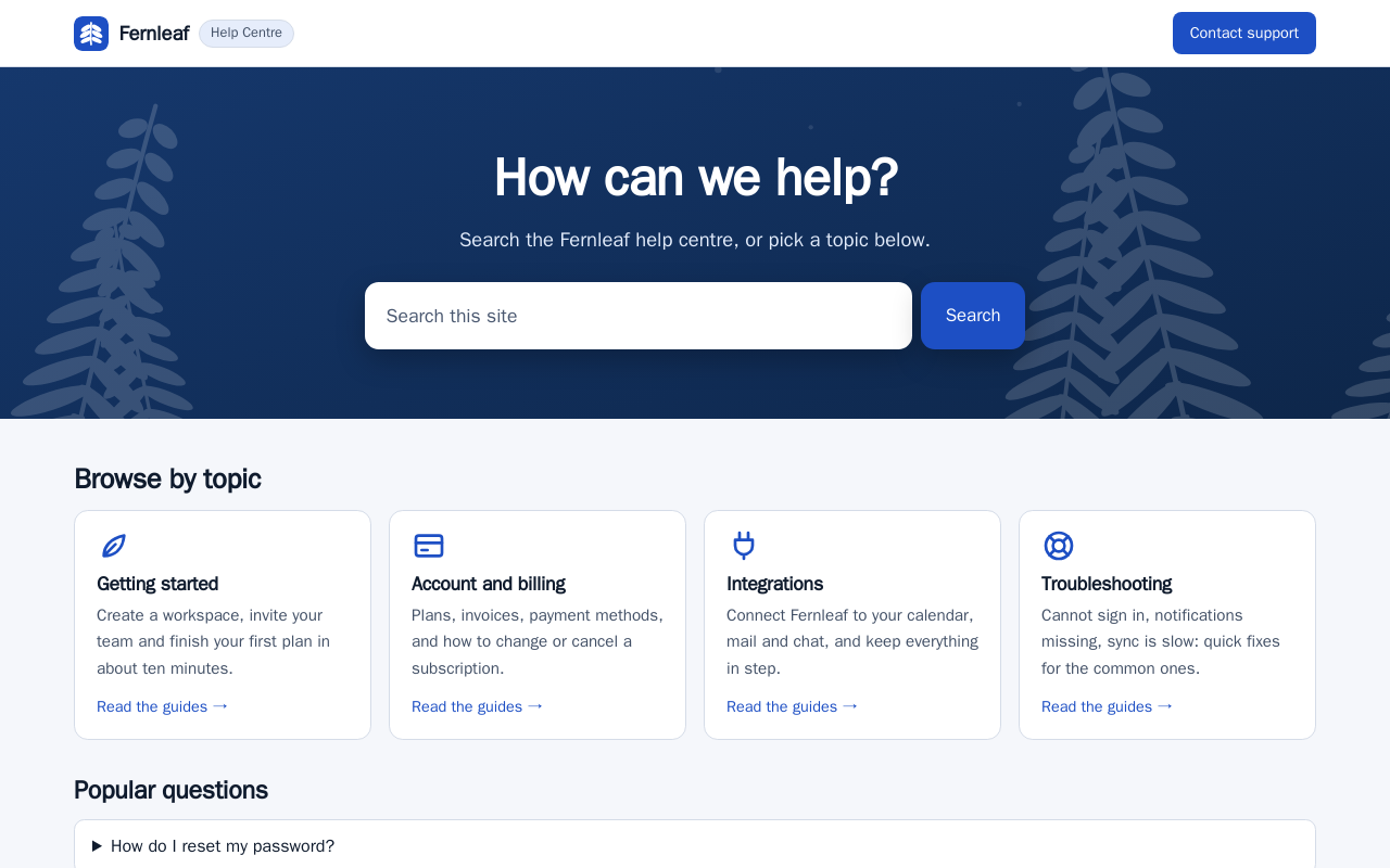 Example design: a help centre