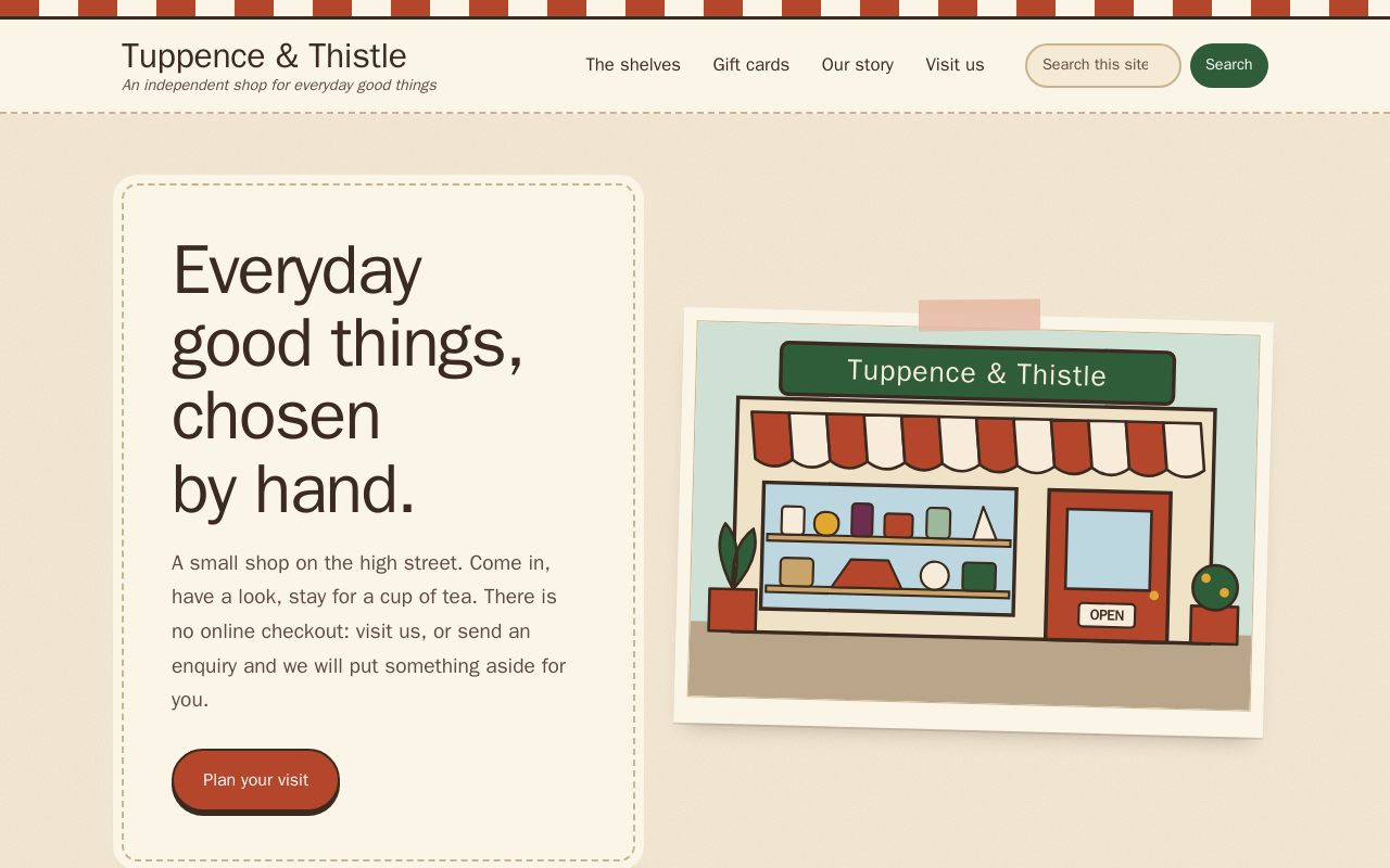 Tuppence and Thistle, a local shop
